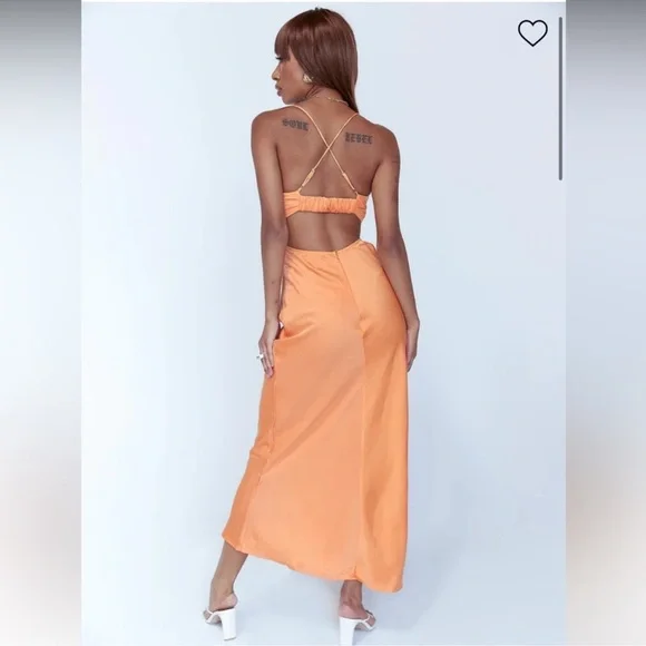 GISELLE MIDI DRESS ORANGE - Princess Polly - Picture 3 of 4